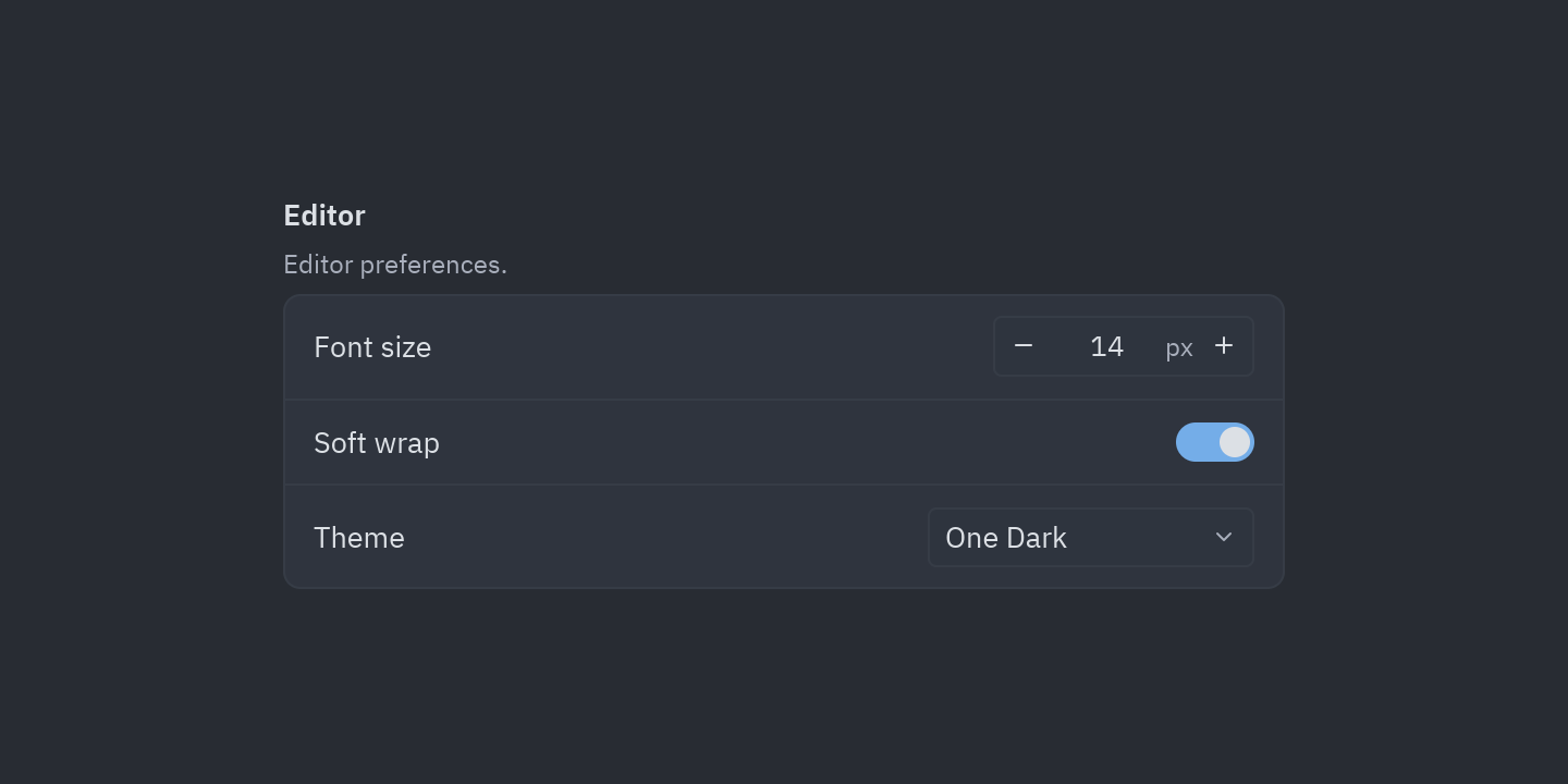 Settings group