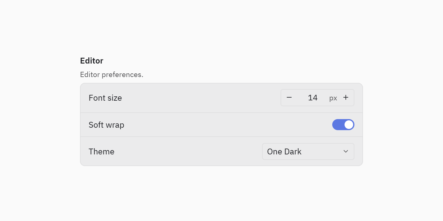 Settings group