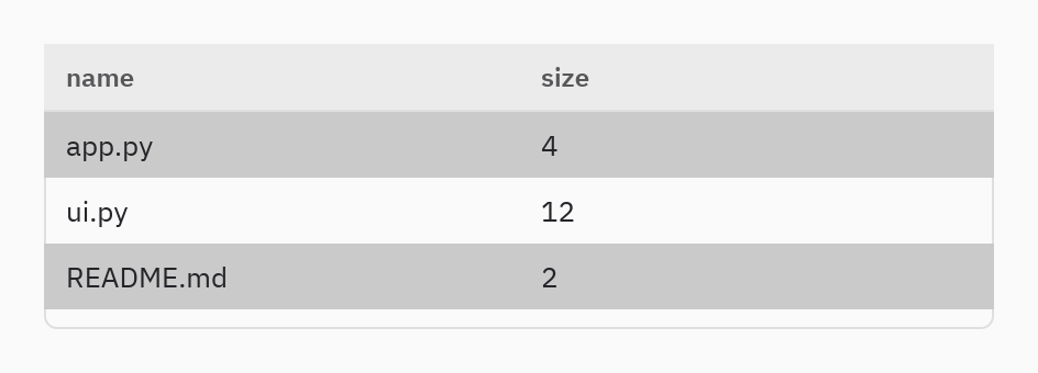 Table: Multiple selection