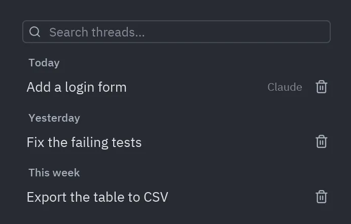 Thread history: Grouped by day