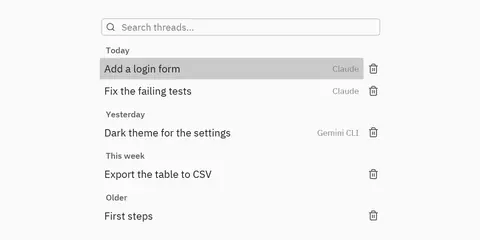 Thread history: Python GUI component