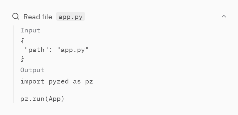 Tool call: input=, output=