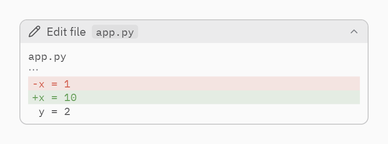 Tool call: Unfolded diffs