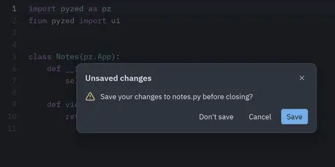 Unsaved changes: Python GUI component