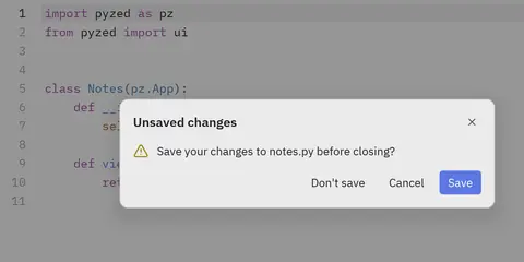 Unsaved changes: Python GUI component