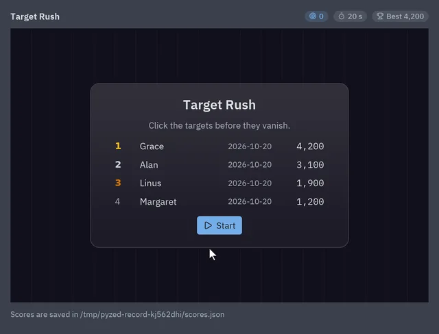 Clicking targets, entering a name and a leaderboard