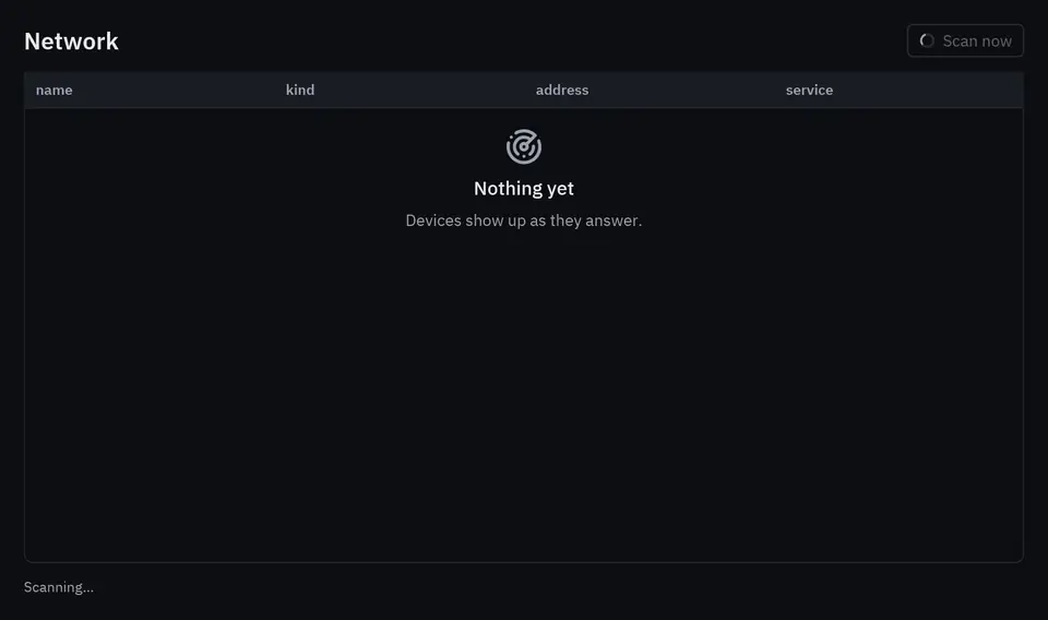 The network scanner example finding devices