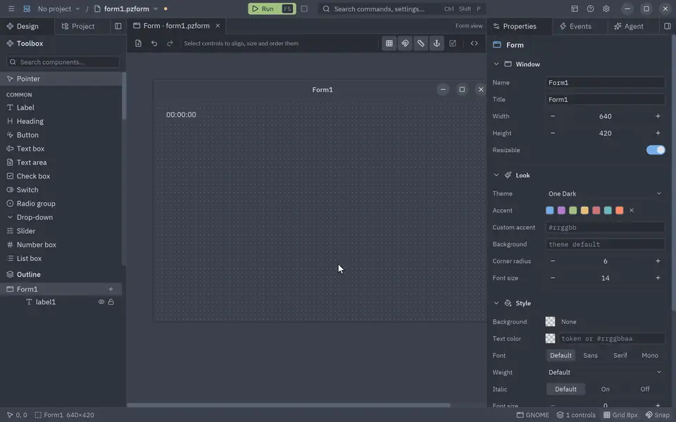 Adding a Timer, a File watcher and a Web request from the toolbox: each one goes to the tray under the form, and a double click opens its tick handler
